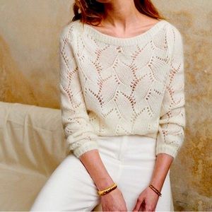 Sezane Ecru Wool-Mohair Blend Avril Jumper Sweater, size M